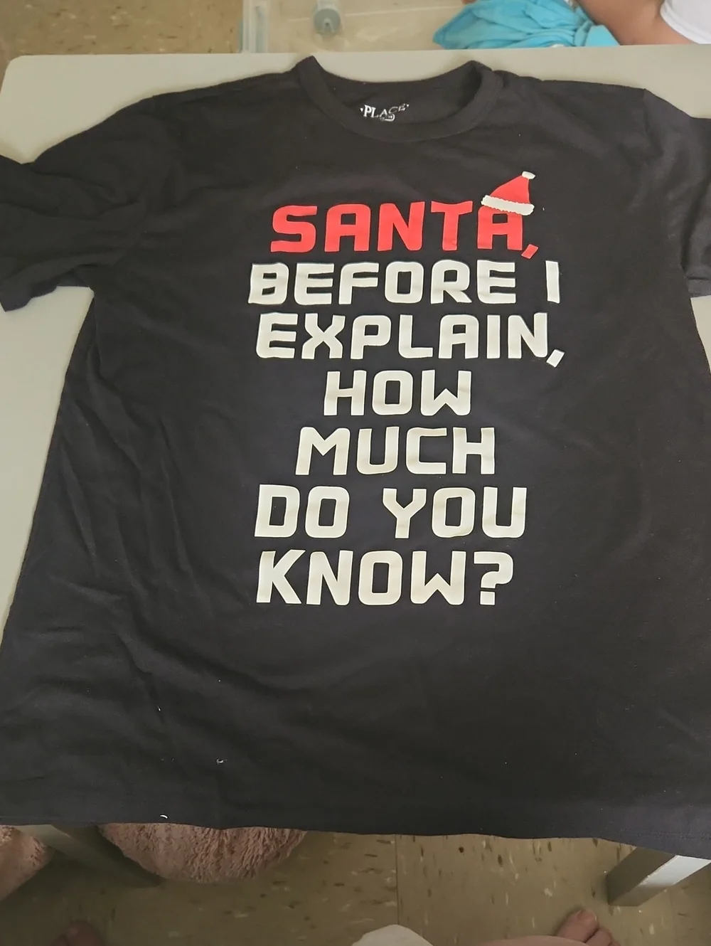 Carter's Black Short-Sleeve Tee with Red and White Holiday Text